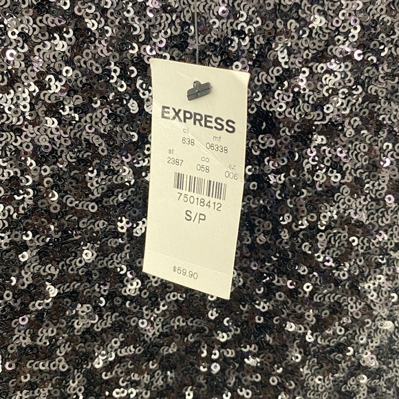 Express Women’s S Sequin Black Crop Blouse - Picture 5 of 6